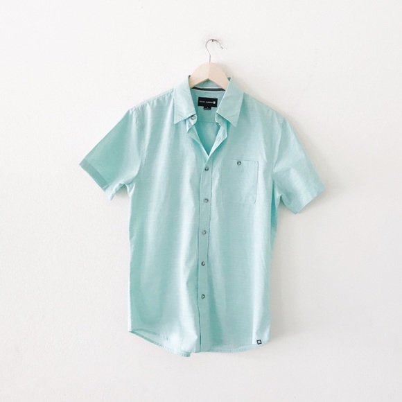 nwot | men’s mint blue casual button down tee - Picture 2 of 8